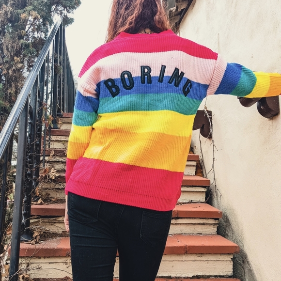 NWT Winter Y2K Rainbow Knitted Cardigan Sweater S: Small-Medium - Picture 8 of 11